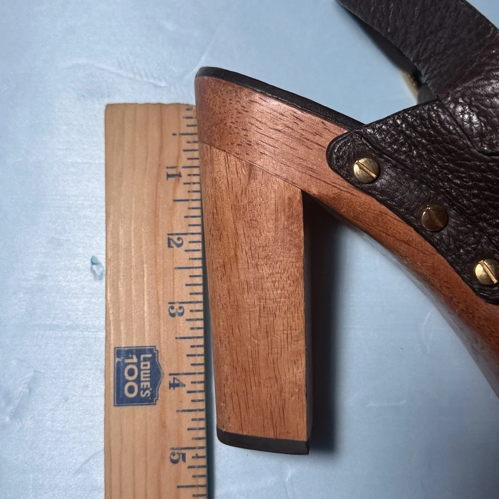 TORY BURCH Women’s 8 M Jodie Brown Leather Woven Platform Heel Sandals - Picture 11 of 15